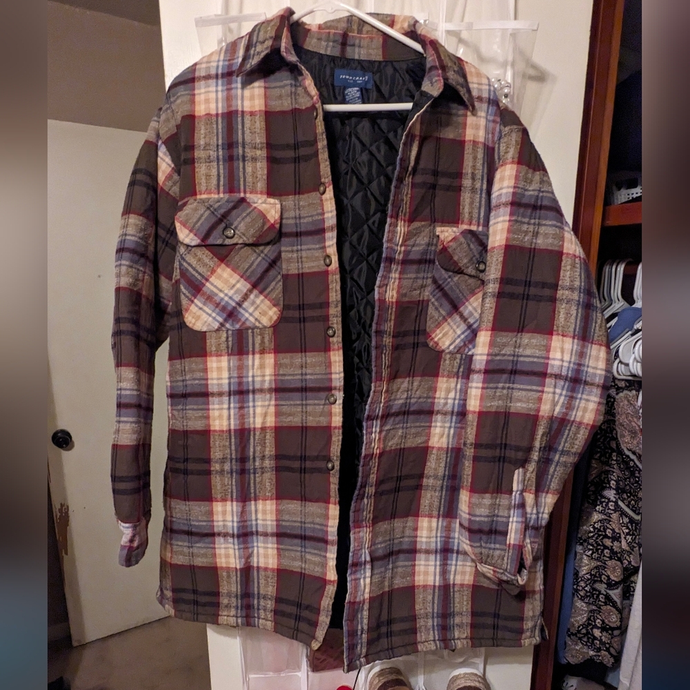Weatherproof Men's Brown Plaid Shirt Jacket